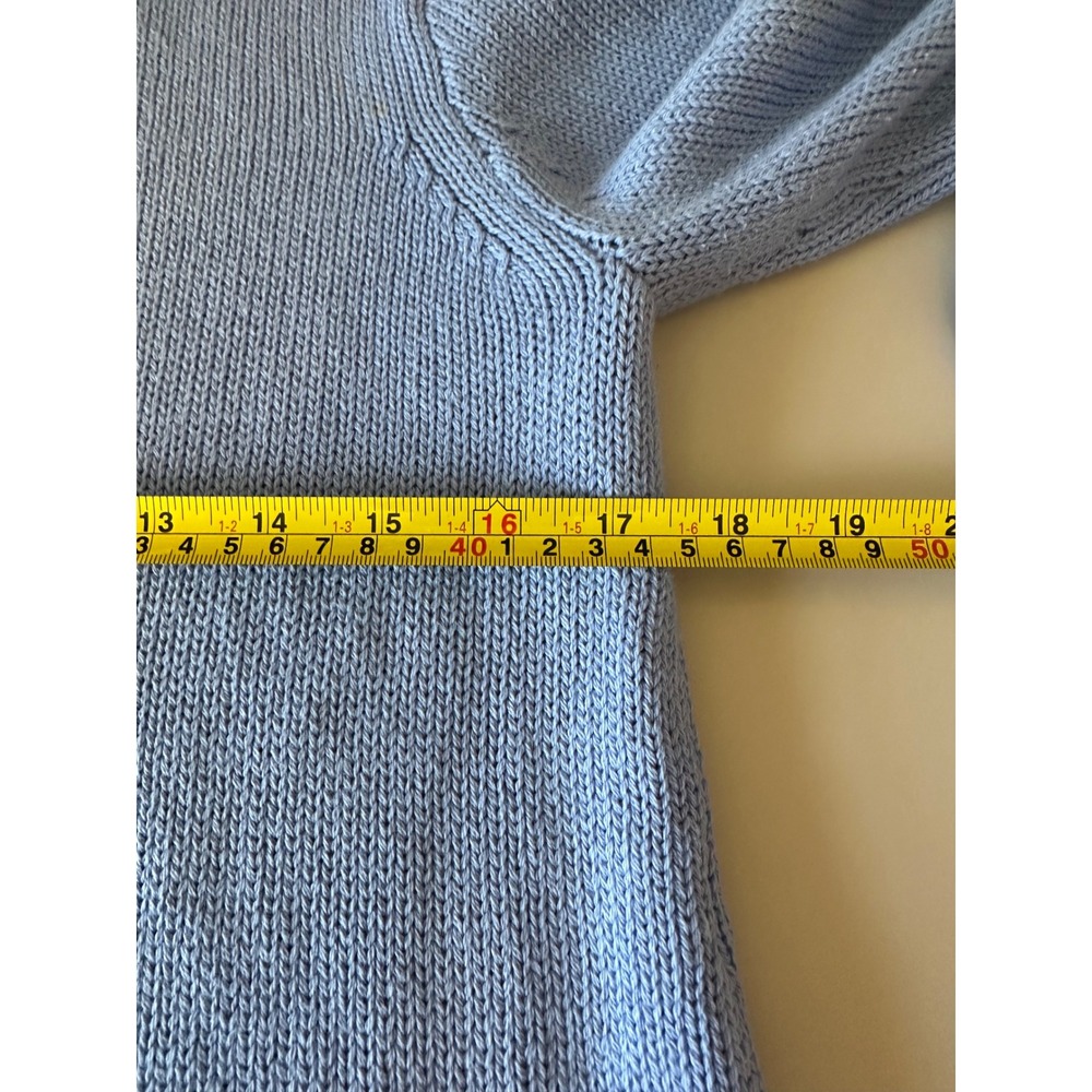 J. by J.Crew Light Blue Scalloped Hem Cotton Knit Crew Neck Sweater | Size Small - Picture 6 of 8